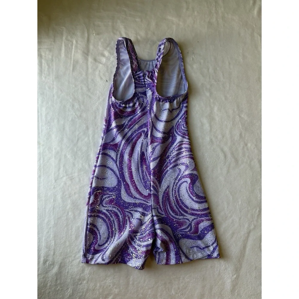 Snowflake Razzleberry T-Back Gymnastics Dance Biketard Purple Holographic L